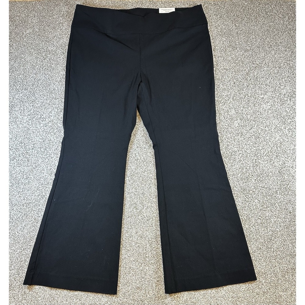 CHICOS Stretch Flare Pants Black Size 18R Womens Pull On SO Slimming Line NEW